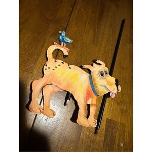 Vtg Bella Casa J Sumner Ganz Metal Garden Sign Sculpture Dog Bird Maggie New 7”